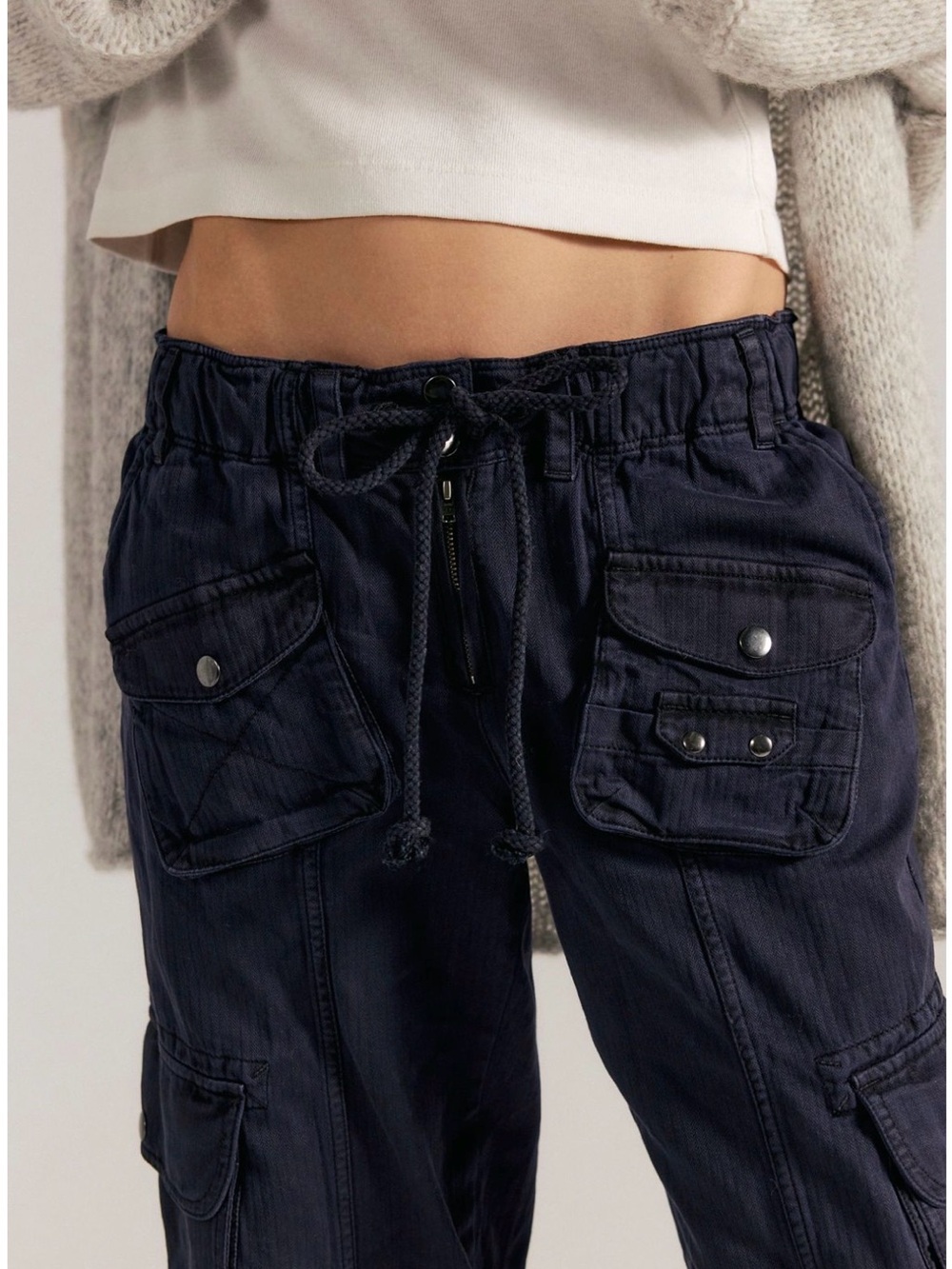 Free People black Cargo Track Pants for Women - Picture 2 of 3